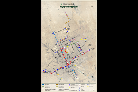 Riyadh metro project map.